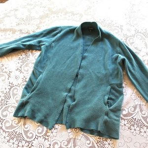 Teal Green Open Cardigan Pockets